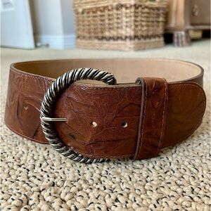 LINDA ALLARD for ELLEN TRACY Wide Textured Leather Belt, Size Small